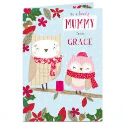 Personalised Christmas Card - Lovely Mummy And Baby Owl