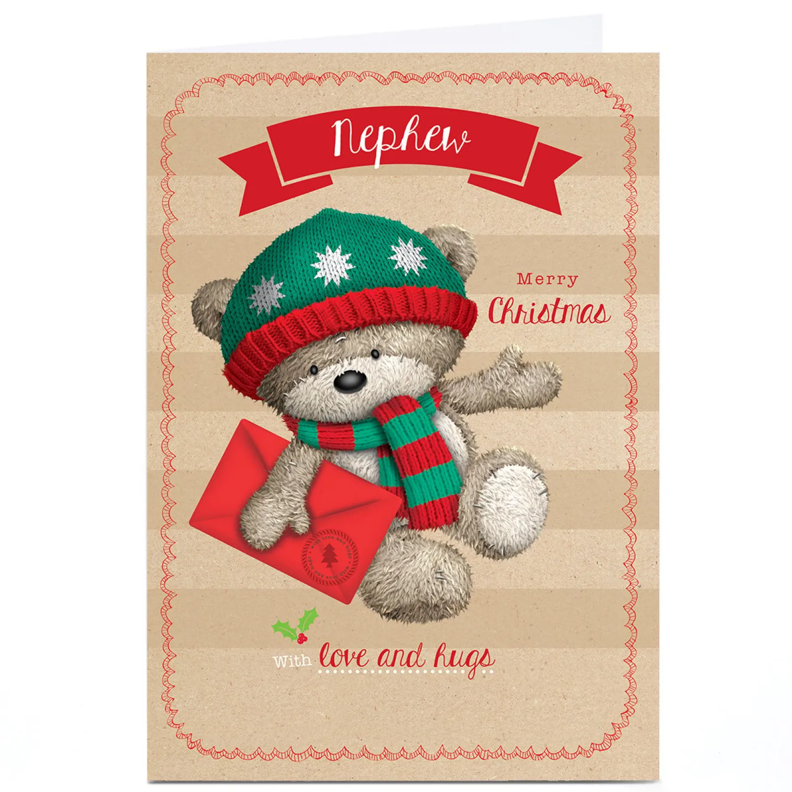 Personalised Christmas Card - HUGS - Nephew