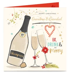 Personalised Christmas Card - Be Merry! Grandma and Grandad