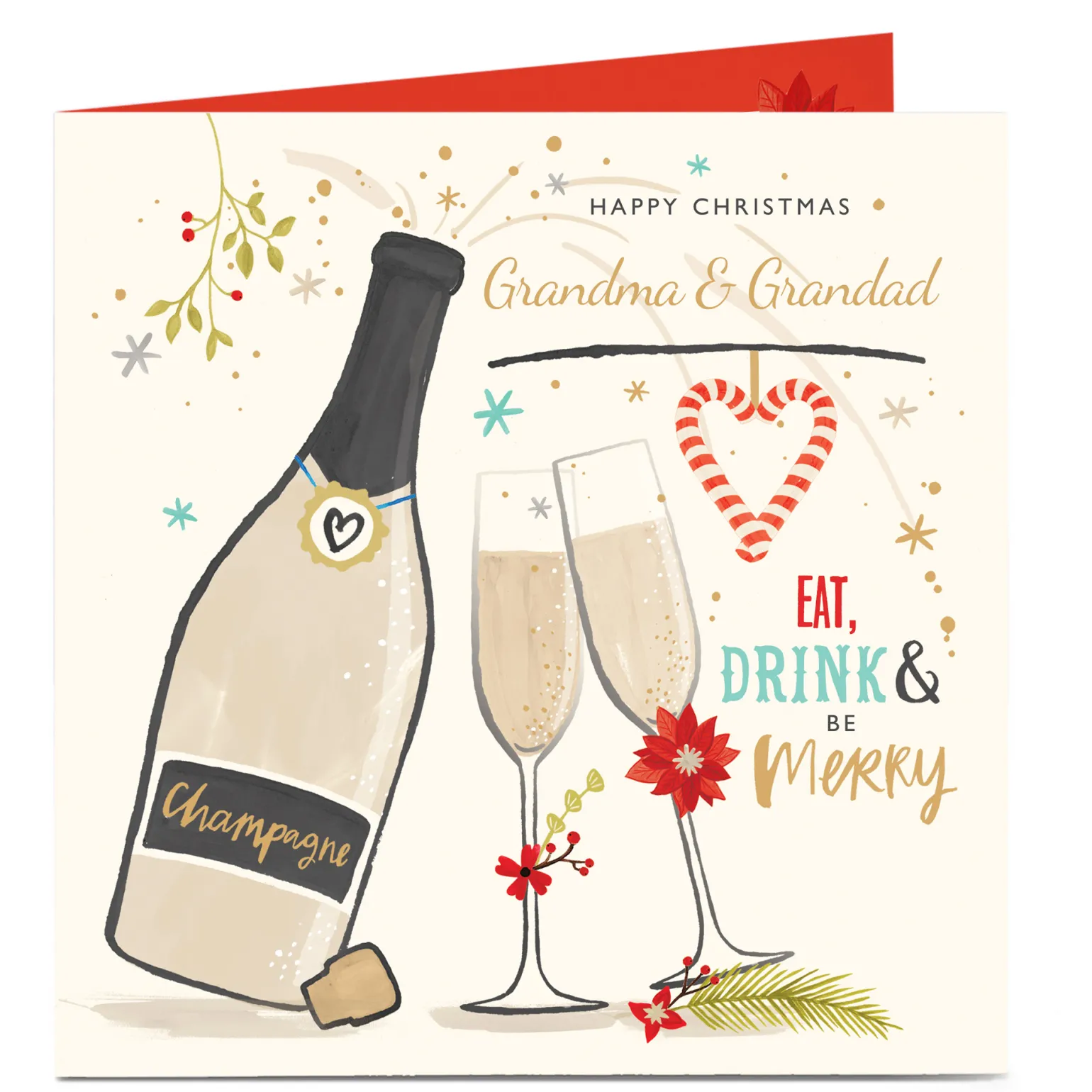 Personalised Christmas Card - Be Merry! Grandma and Grandad
