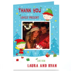 Personalised Christmas Photo Card - Elves in the Snow | Card Factory