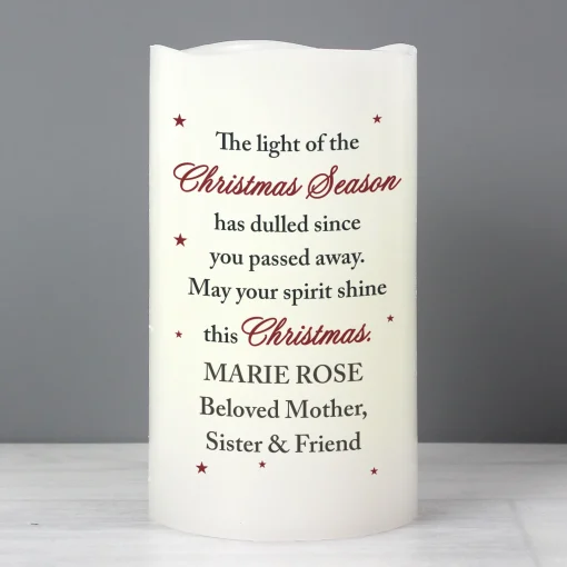 Personalised Christmas Season LED Memorial Candle