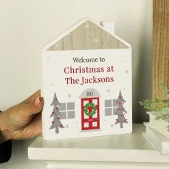 Personalised Christmas Wooden House Ornament