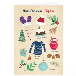 Personalised Cory Reid Christmas Card - Festive Seasonal Items, Any Name