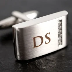 Personalised Cufflinks with Crystal Detail
