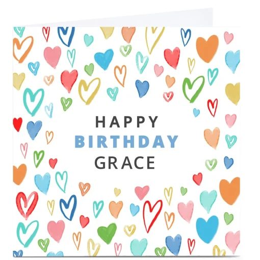 Personalised Dalia ClarkBirthday Card - Colourful Hearts