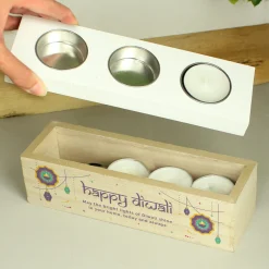Personalised Diwali Triple Tealight Box