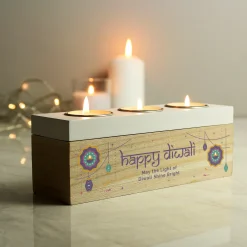 Personalised Diwali Triple Tealight Box