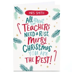 Personalised Dotty Black Designs Christmas Card - All Great Teachers