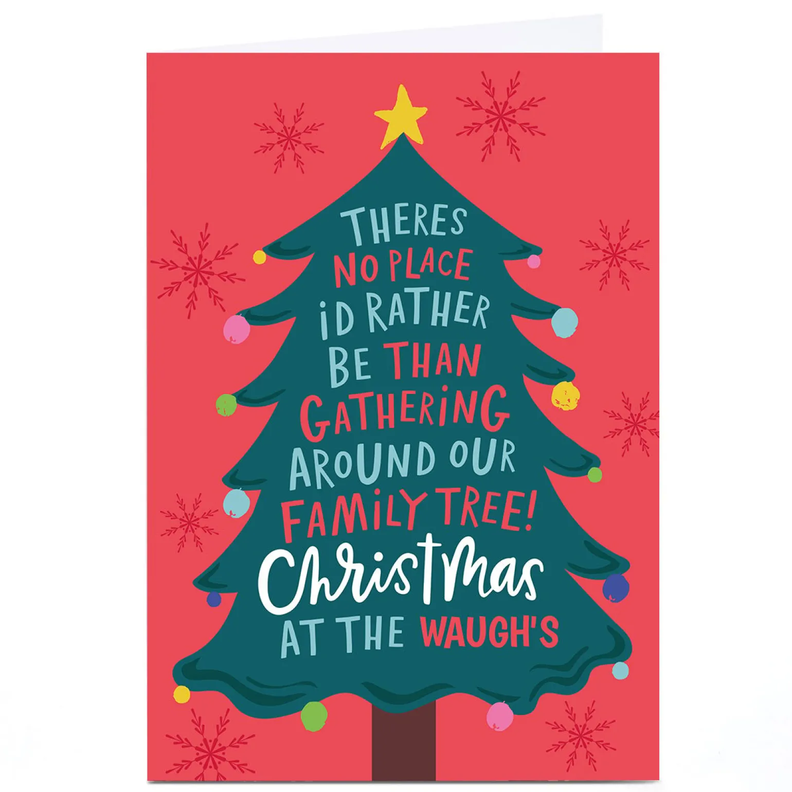 Personalised Dotty Black Designs Christmas Card - Around the Christmas Tree