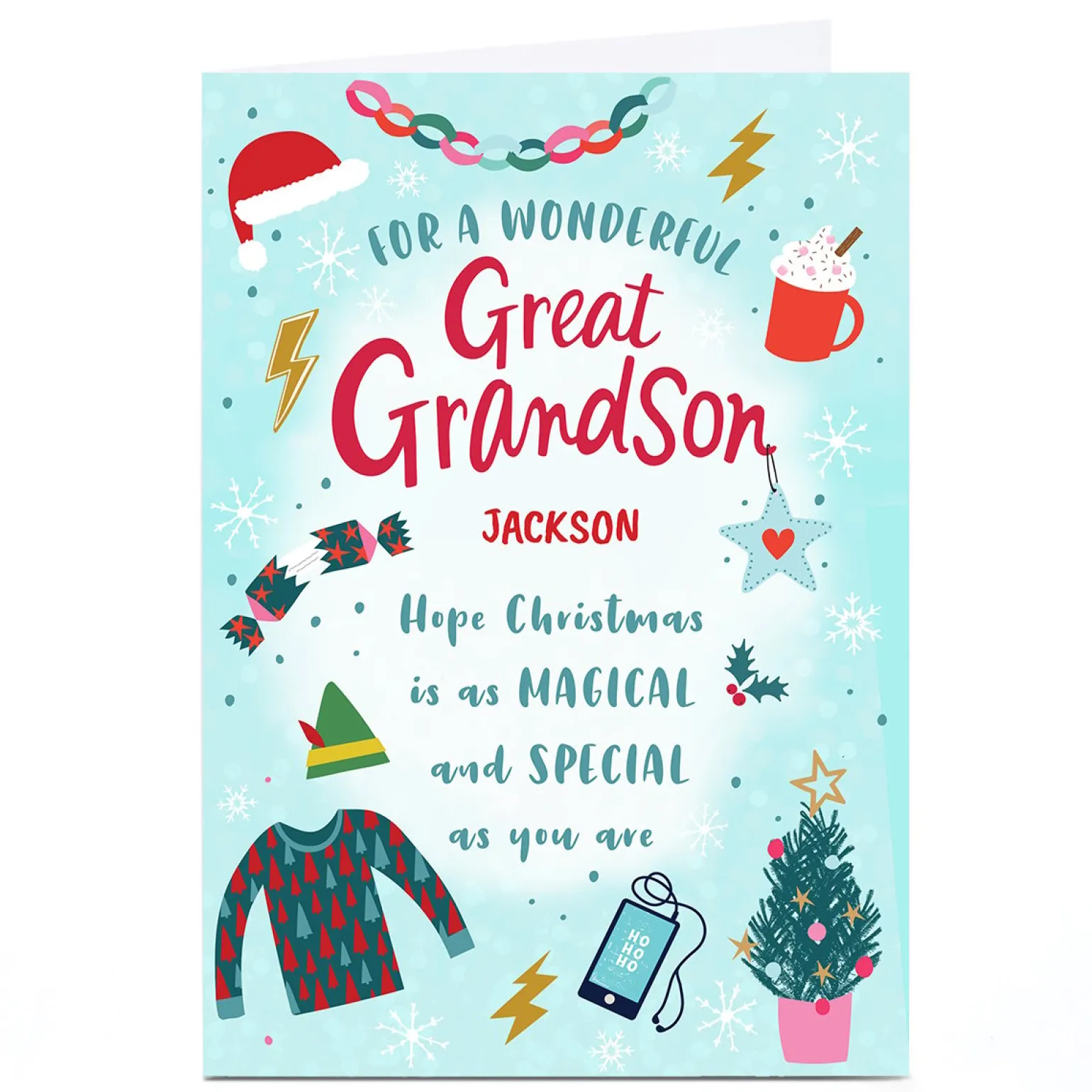 Personalised Ebony Newton Christmas Card - As Magical and Special as You, Great Grandson