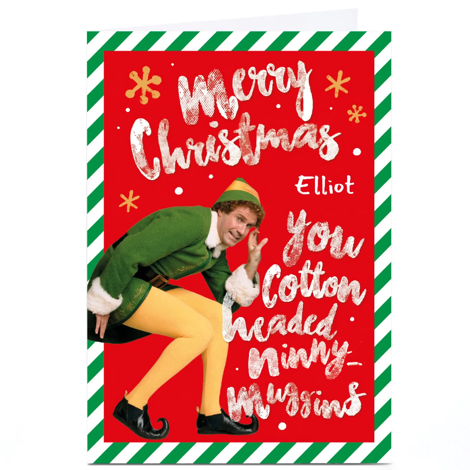 Personalised Elf Christmas Card - Cotton Headed Ninny Muggins