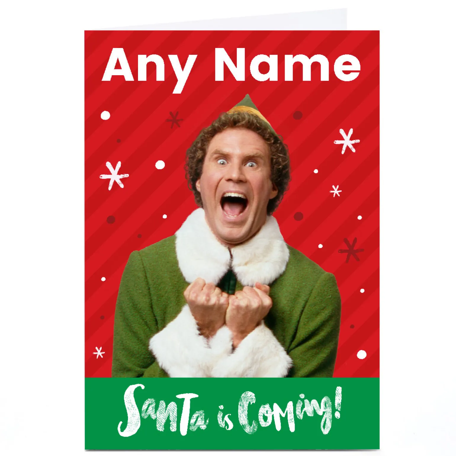 Personalised Elf Christmas Card - Santa is Coming, Any Name