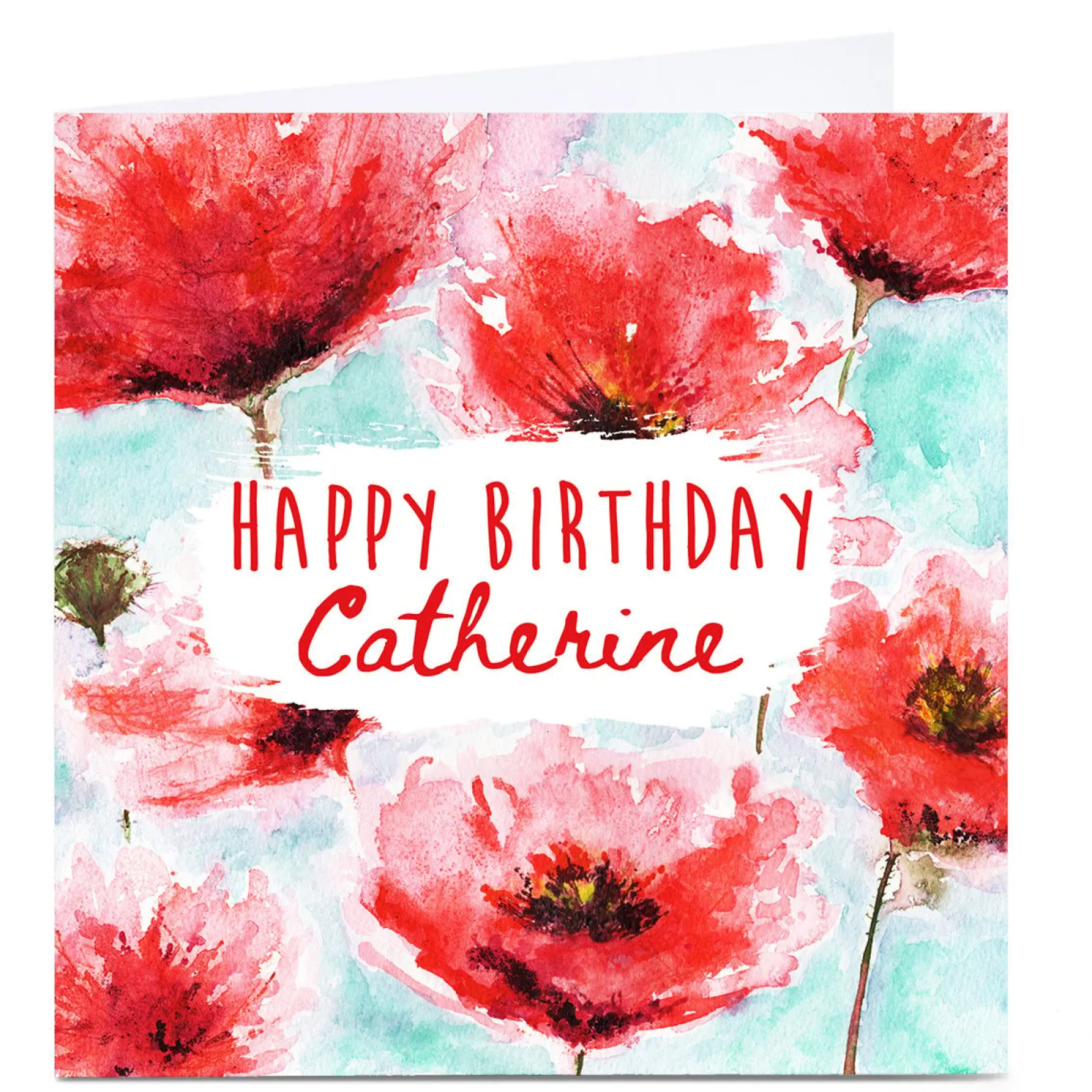 Personalised Emma Isaacs Birthday Card - Watercolour Poppies