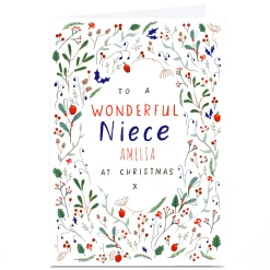 Personalised Emma Valenghi Christmas Card - Floral To A Wonderful Niece