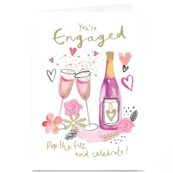 Personalised Engagement Card - Pink Pop the Fizz and Celebrate