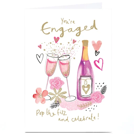 Personalised Engagement Card - Pink Pop the Fizz and Celebrate