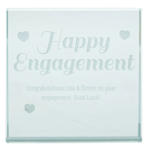 Personalised Engraved Glass Token - Happy Engagement