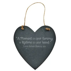 Personalised Engraved Medium Hanging Heart Slate - In Your Tummy
