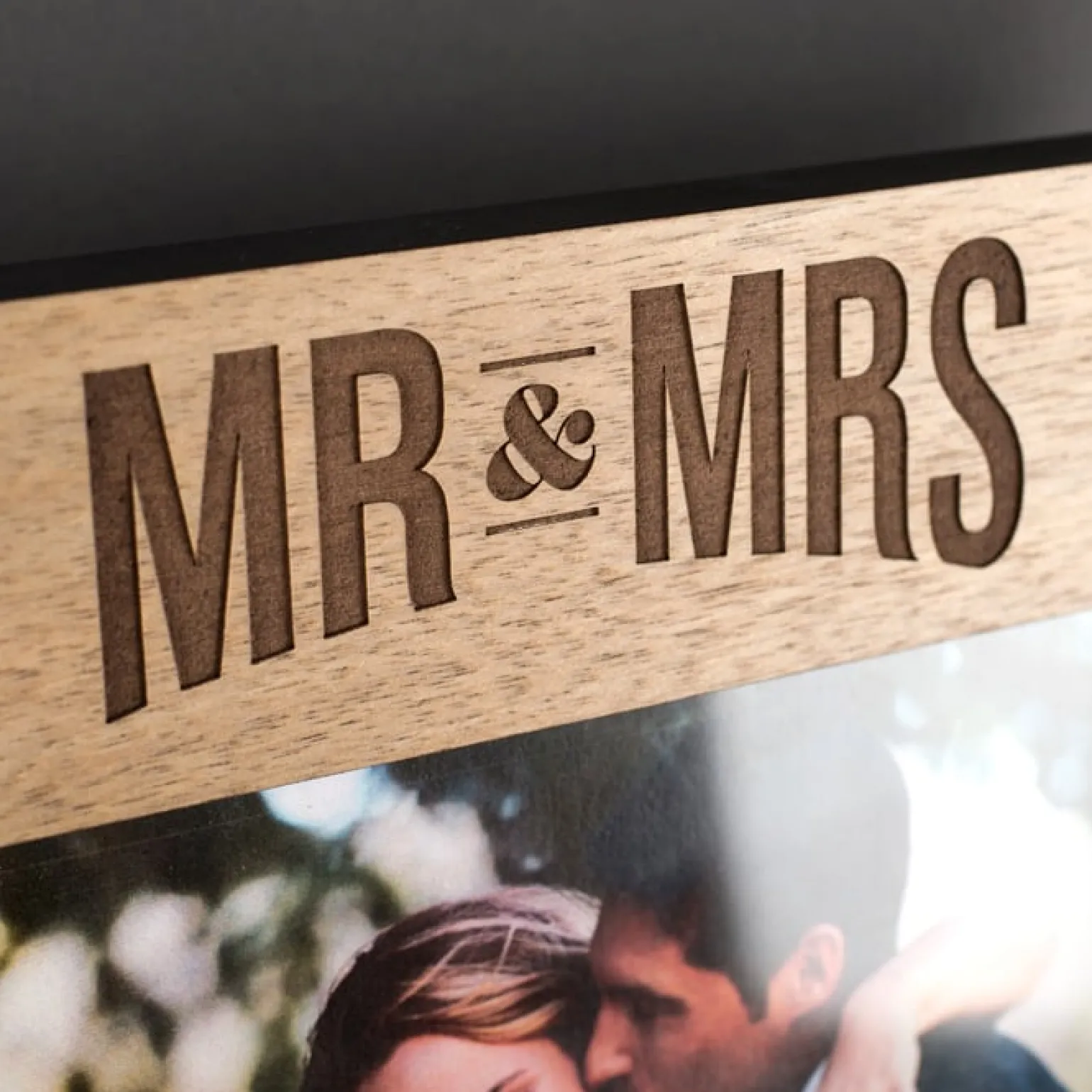 Personalised Engraved Mr & Mrs Wooden Photo Frame
