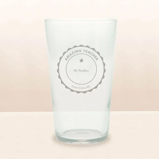 Personalised Engraved Pint Glass - Bold Teacher