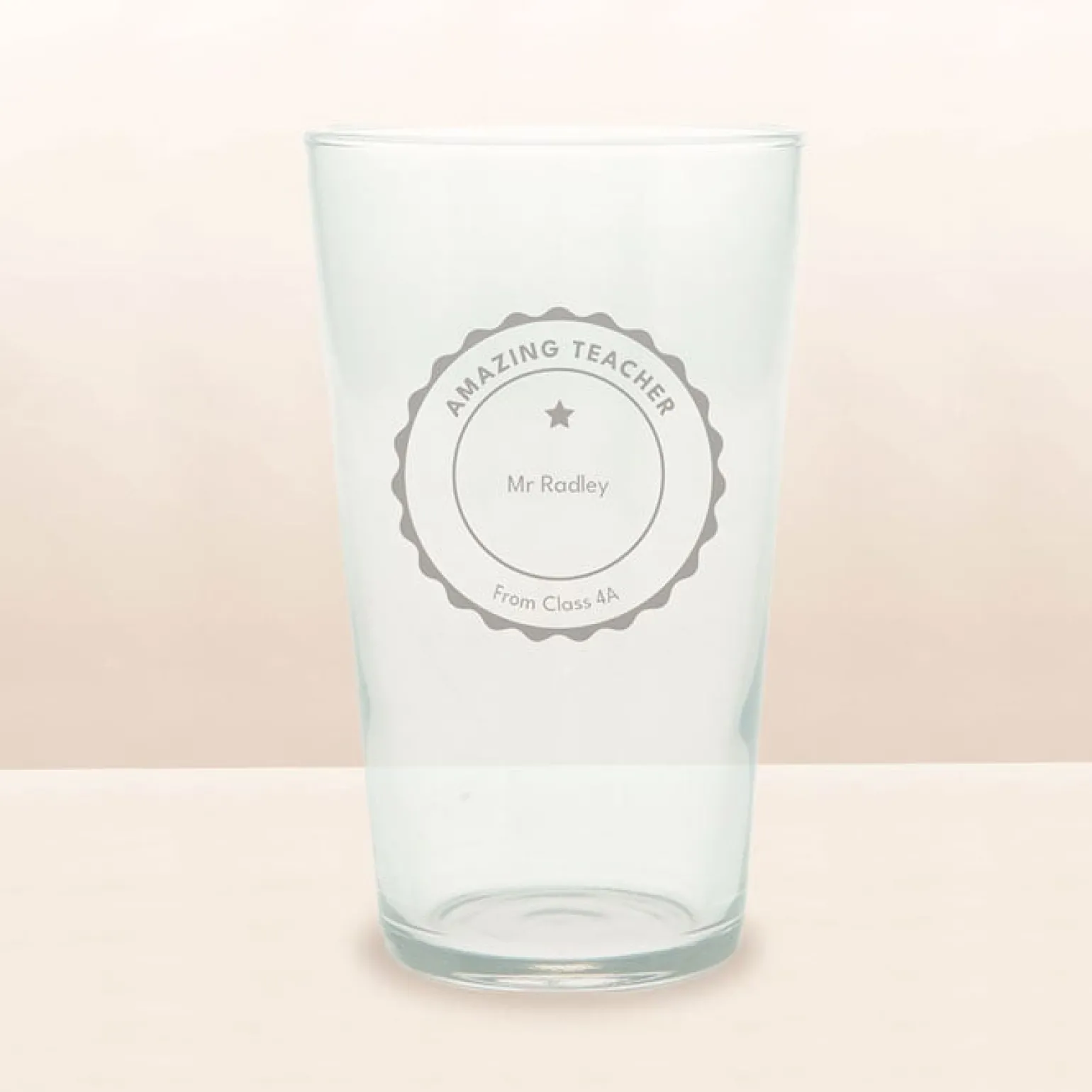 Personalised Engraved Pint Glass - Bold Teacher
