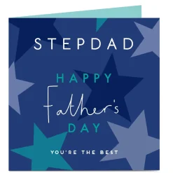 Personalised Father's Day Card - Blue with Stars and Text - Stepdad