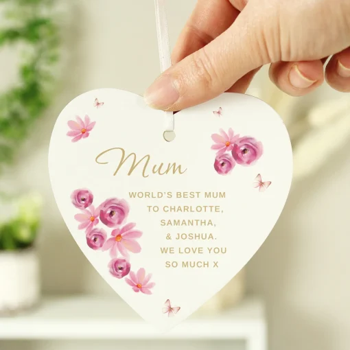 Personalised Floral Wooden Heart