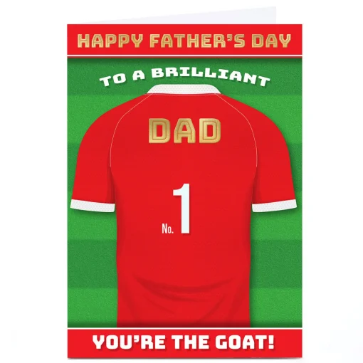 Personalised Get Carter Father's Day Card - GOAT Red Football Shirt, Dad
