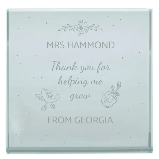 Personalised Glass Token - Thank You Floral
