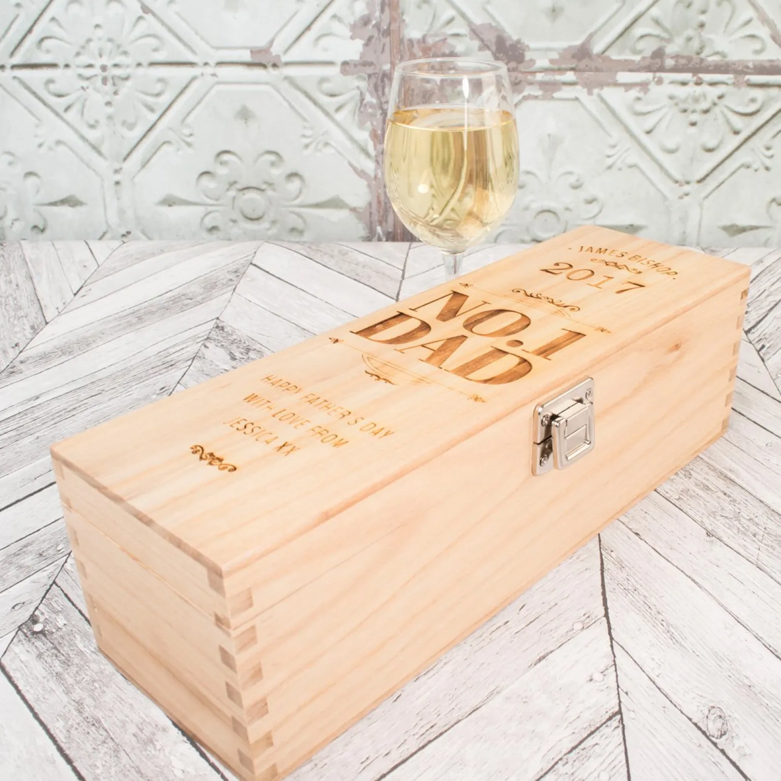 Personalised Glenfiddich Wooden Whisky Gift Box - No1 Dad