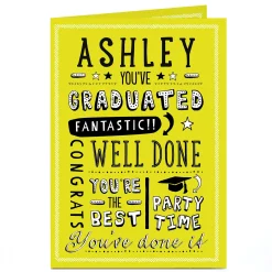 Personalised Graduation Card - Black, White & Yellow