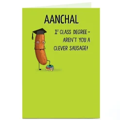 Personalised Graduation Card - 1st Class Degree - Clever Sausage