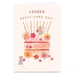 Personalised Hannah Steele Birthday Card - Happy Cake Day