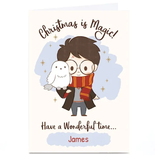 Personalised Harry Potter Christmas Card - Christmas is Magic, Any Name