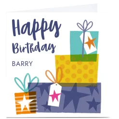 Personalised Hello Munki Birthday Card - Pile Of Presents