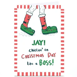 Personalised Hew Ma Christmas Card - Chillin'