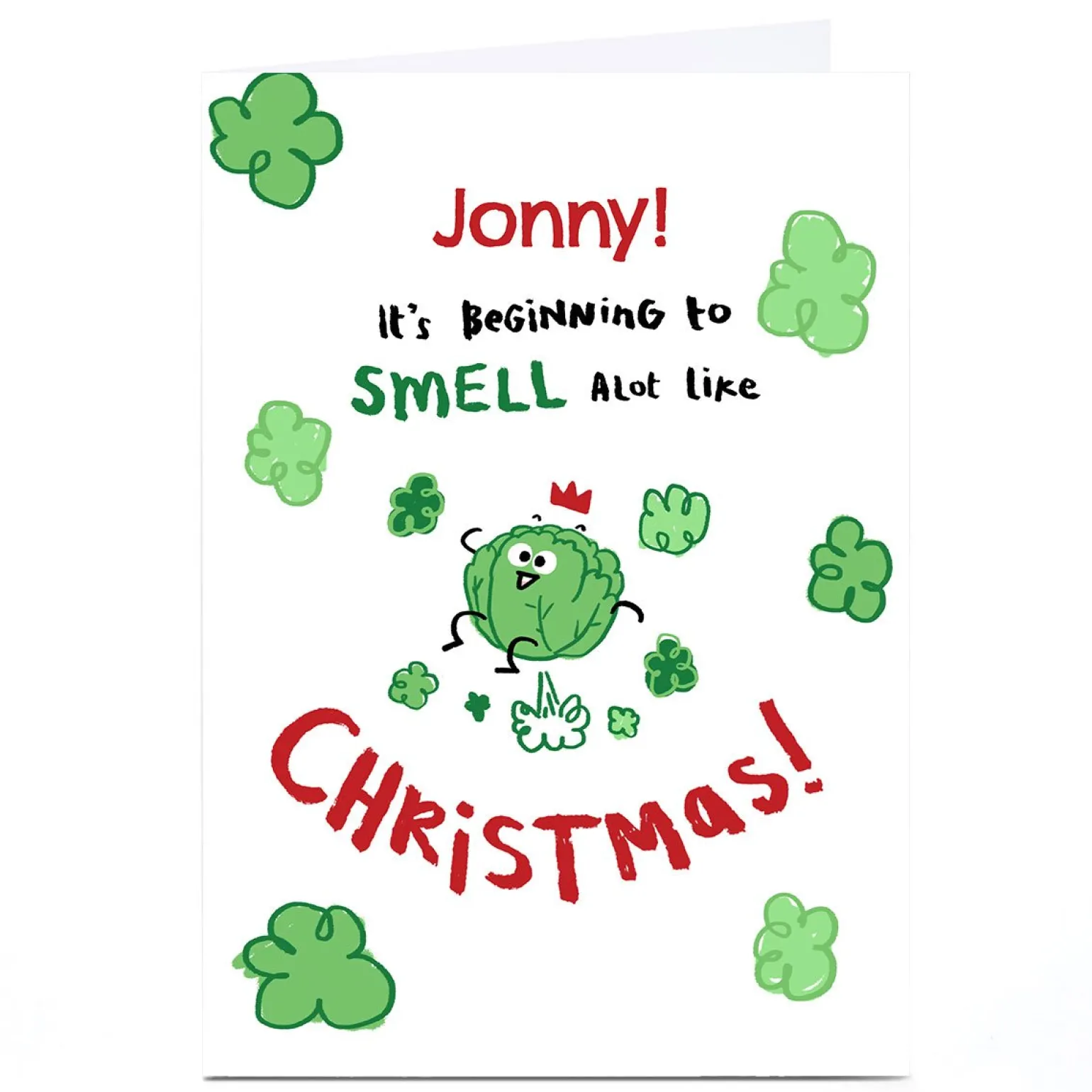 Personalised Hew Ma Christmas Card - Smell a lot like