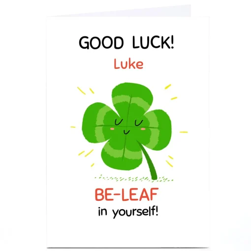 Personalised Hew Ma Good Luck Card - Clover