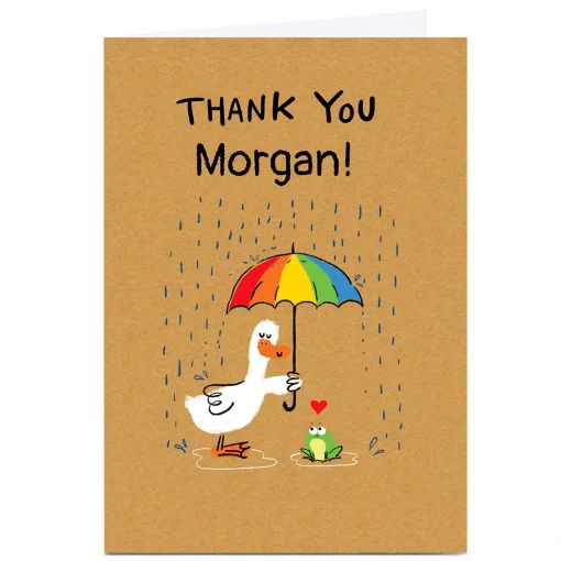 Personalised Hew Ma Thank You Card - Frog & Duck