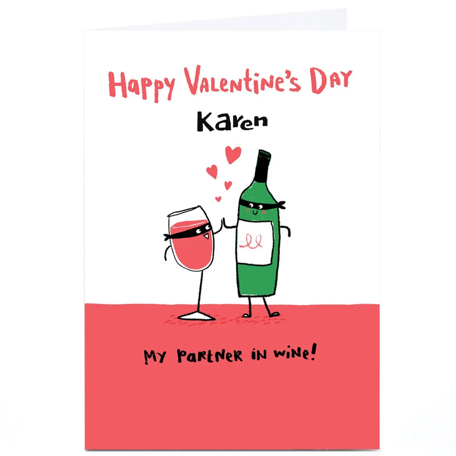 Personalised Hew Ma Valentine's Day Card - Partner In Wine