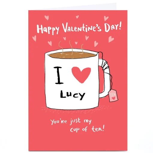 Personalised Hew Ma Valentine's Day Card - Cup Of Tea