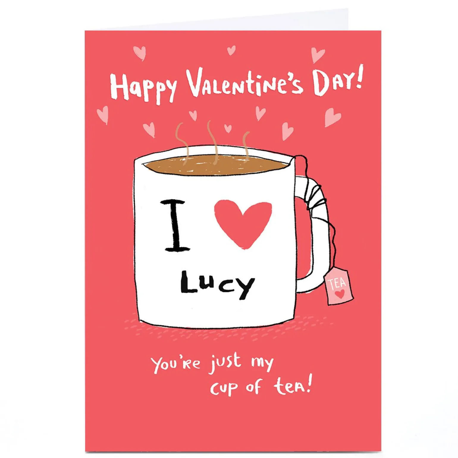 Personalised Hew Ma Valentine's Day Card - Cup Of Tea