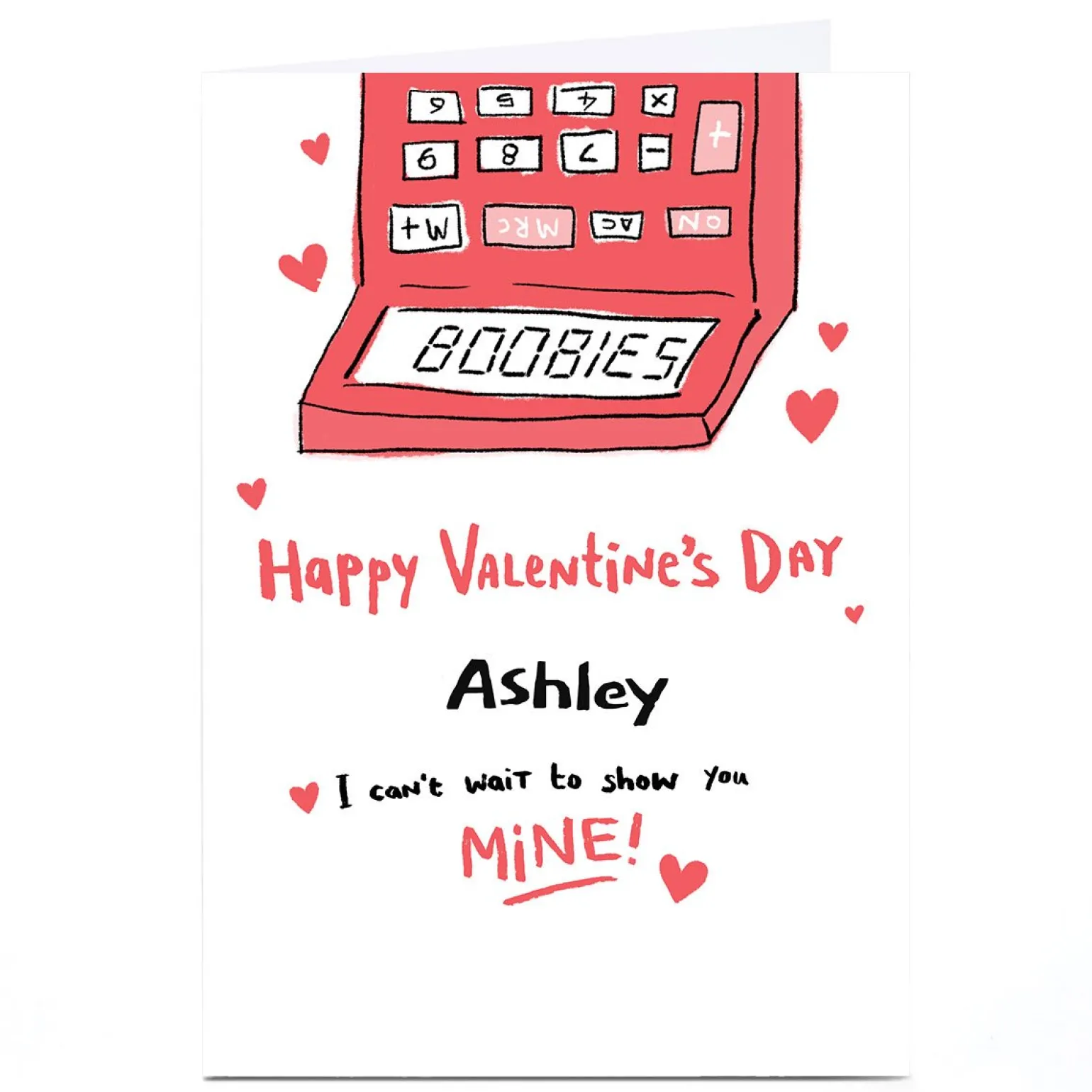 Personalised Hew Ma Valentine's Day Card - Calculator