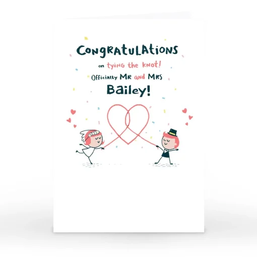 Personalised Hew Ma Wedding Card - Tying The Knot