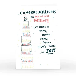 Personalised Hew Ma Wedding Card - Many Happy Tiers
