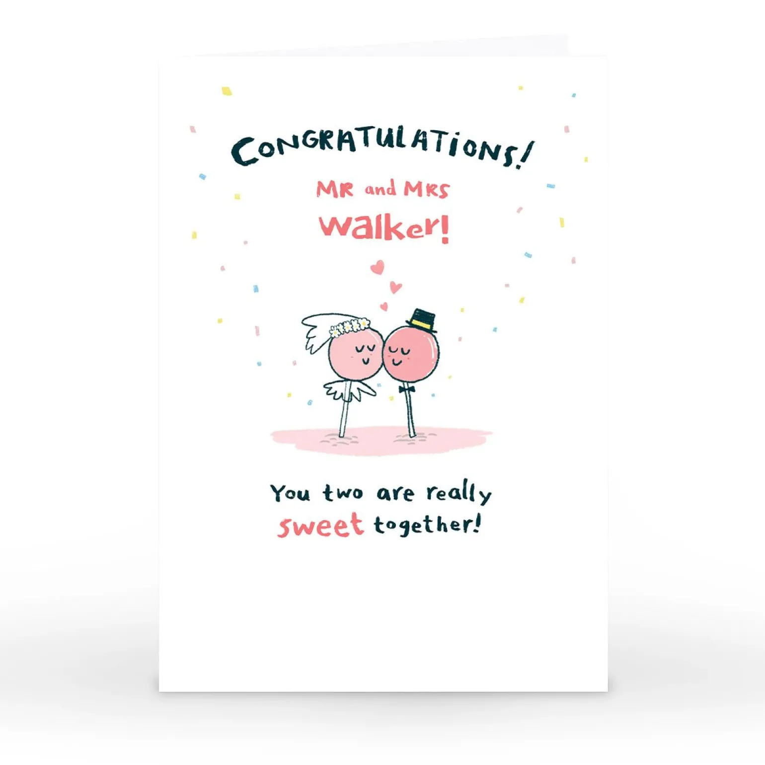 Personalised Hew Ma Wedding Card - Really Sweet Together!