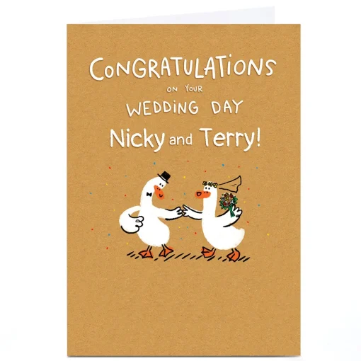 Personalised Hew Ma Wedding Card - Duck Couple