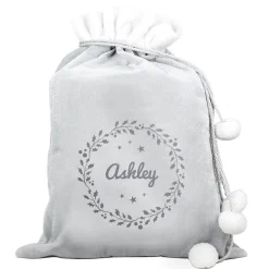 Personalised Holly Grey Christmas Sack