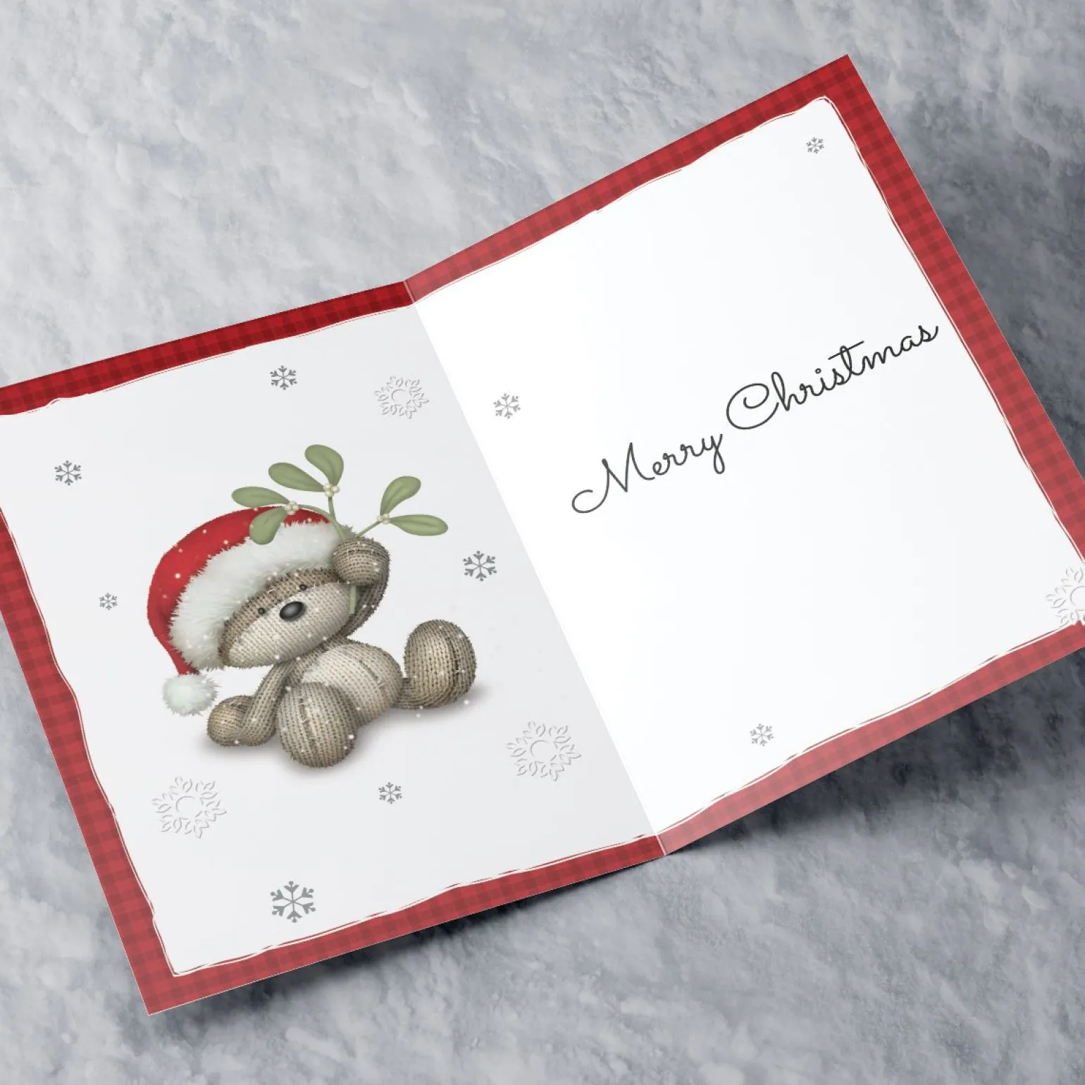 Personalised Hugs Bear Christmas Card - Mistletoe